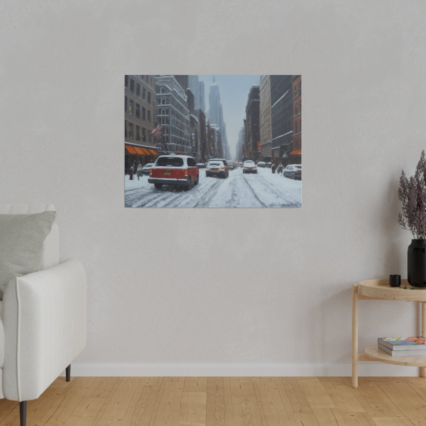 Snowy City, Wall Art, Matte Canvas, Stretched, 0.75"