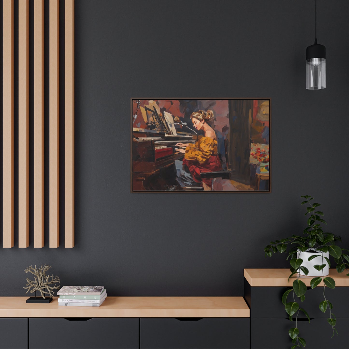 Woman playing piano, Wall Art, Gallery Canvas Wraps, Horizontal Frame