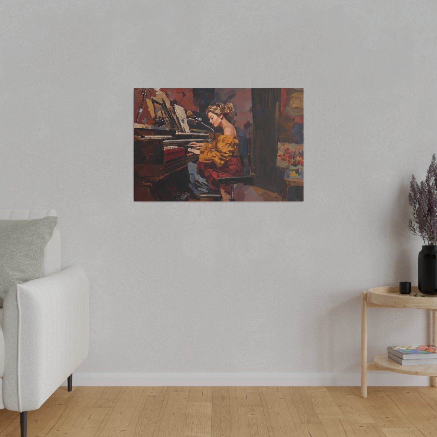 Woman playing piano, Wall Art, Matte Canvas, Stretched, 0.75"