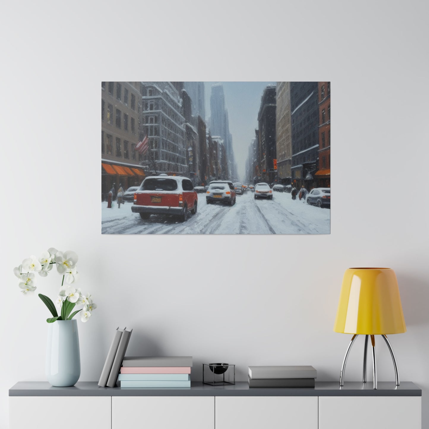 Snowy City, Wall Art, Matte Canvas, Stretched, 0.75"