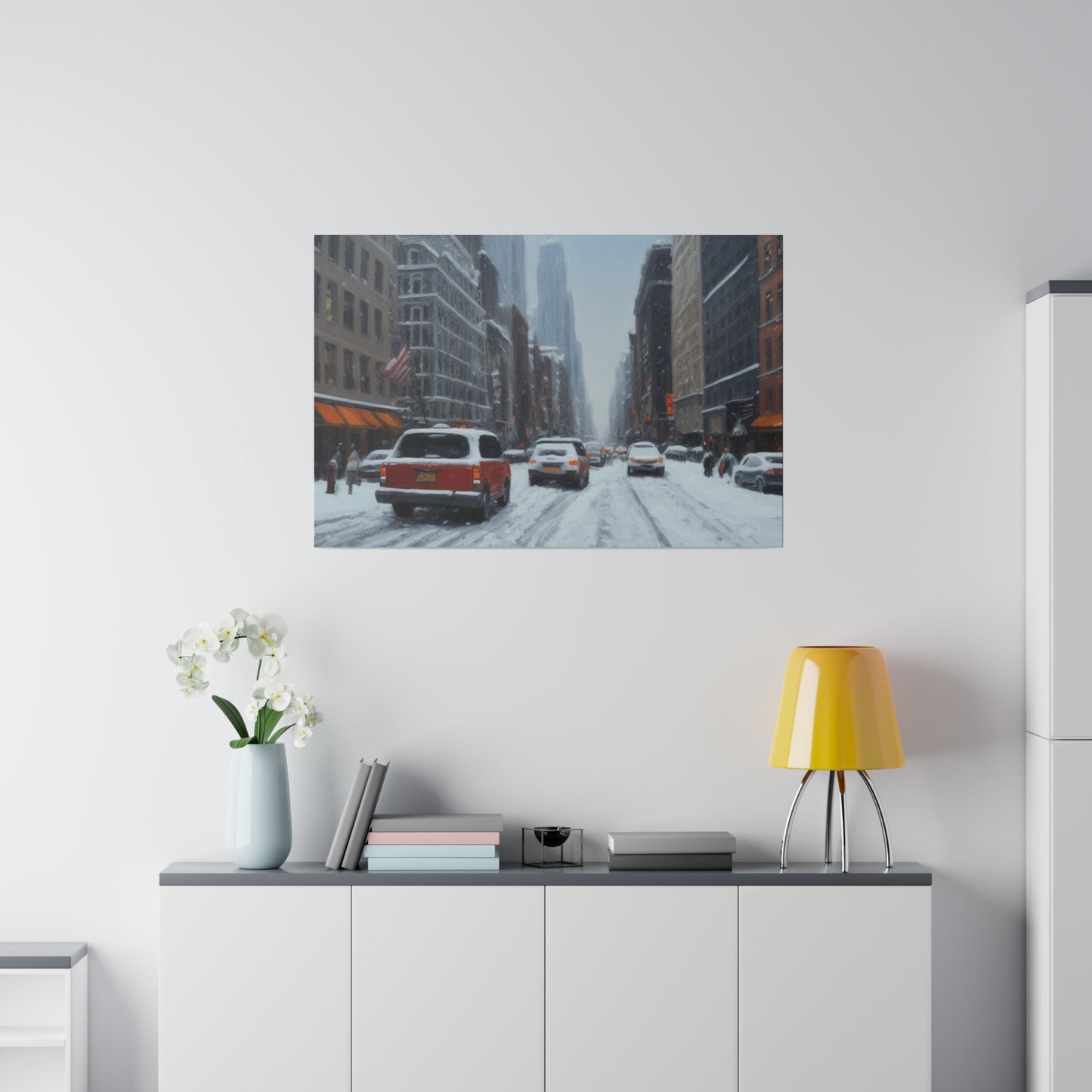 Snowy City, Wall Art, Matte Canvas, Stretched, 0.75"