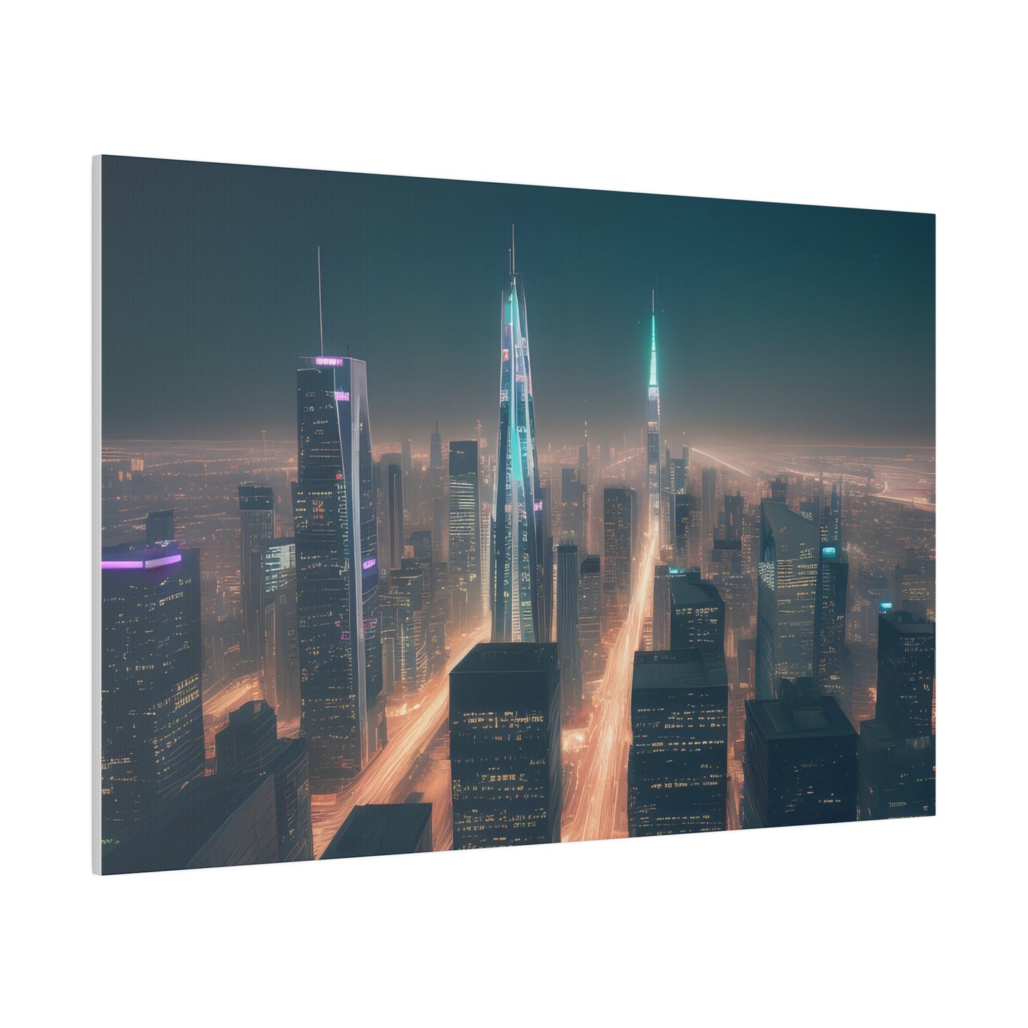 City Lights, Wall Art, Matte Canvas, Stretched, 0.75"