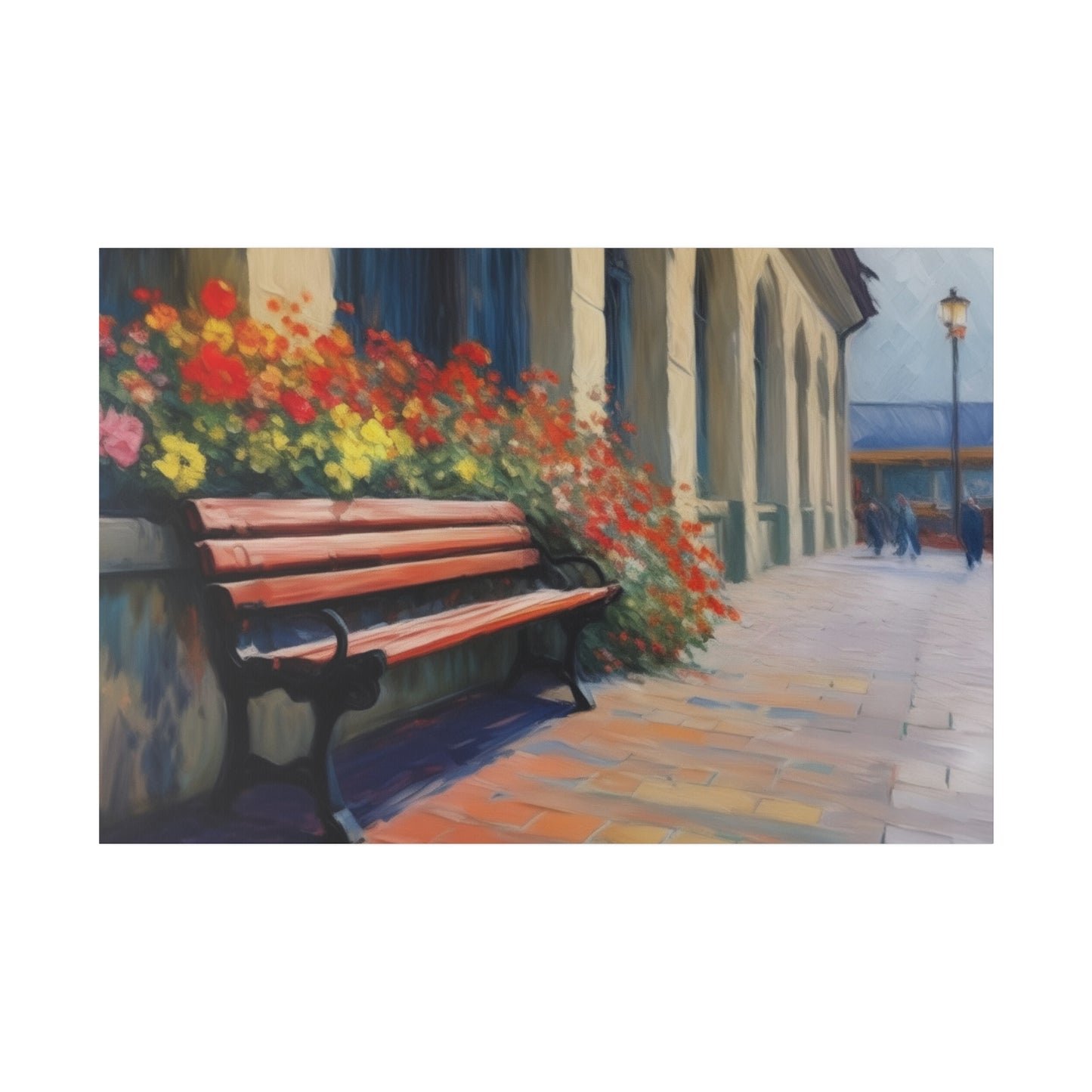 Bench Flowers, Wall Art, Matte Canvas, Stretched, 0.75"