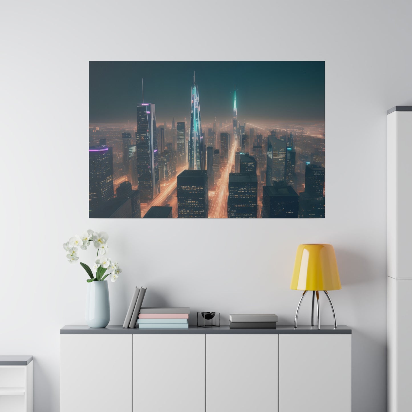 City Lights, Wall Art, Matte Canvas, Stretched, 0.75"