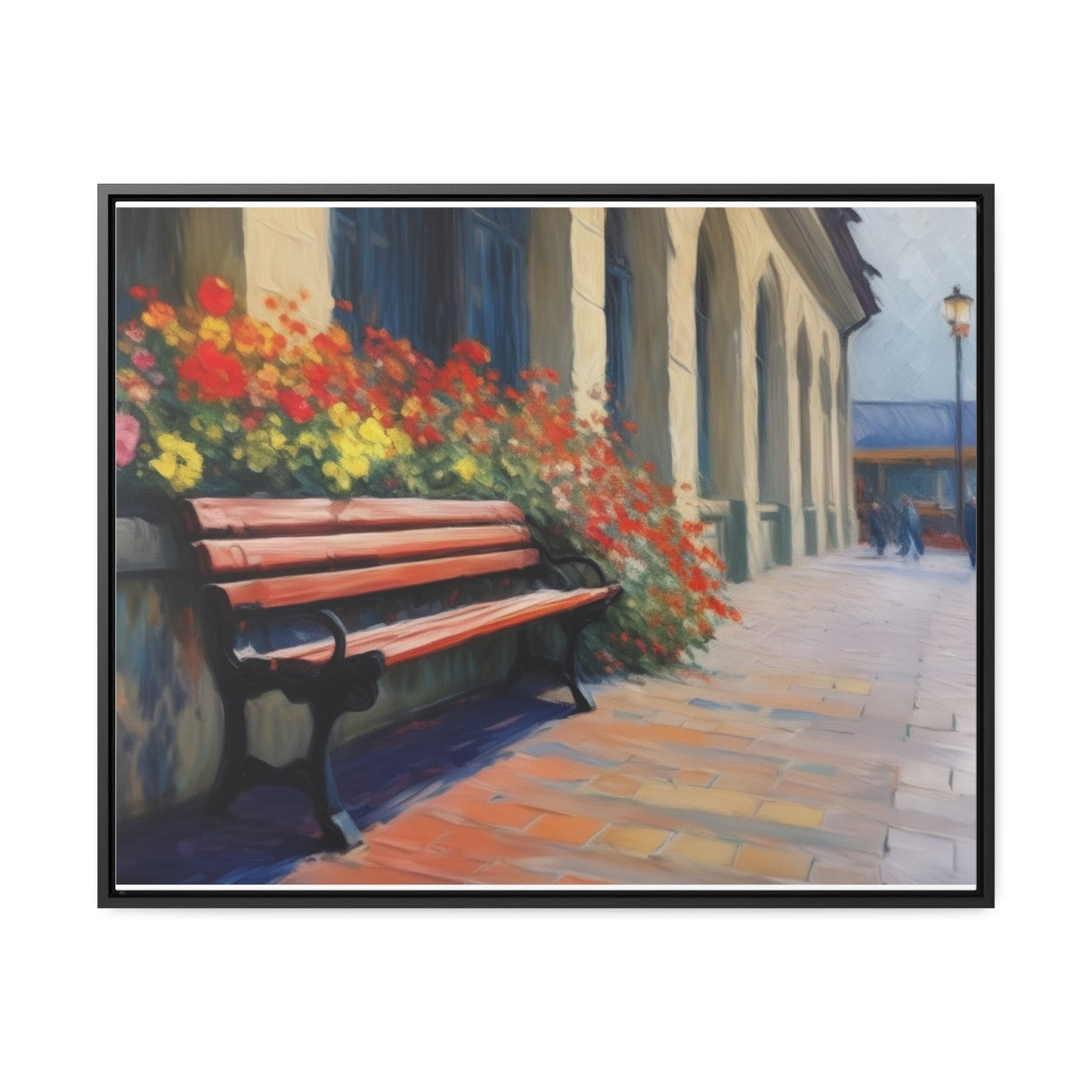 Bench Flowers, Wall Art, Gallery Canvas Wraps, Horizontal Frame