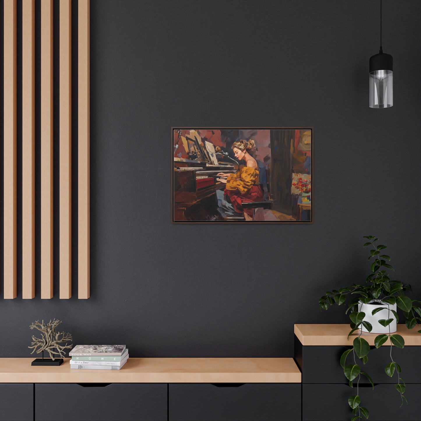 Woman playing piano, Wall Art, Gallery Canvas Wraps, Horizontal Frame