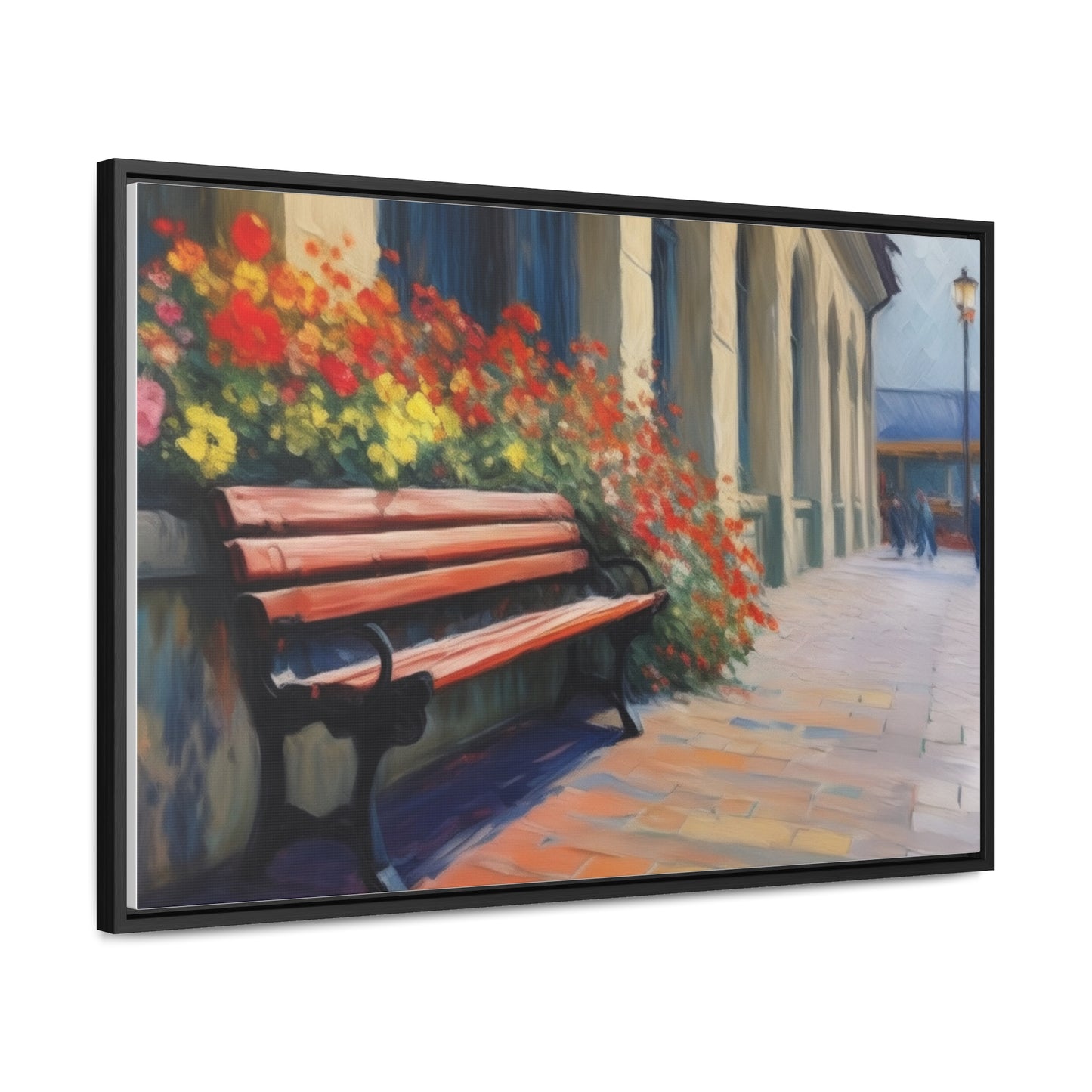 Bench Flowers, Wall Art, Gallery Canvas Wraps, Horizontal Frame