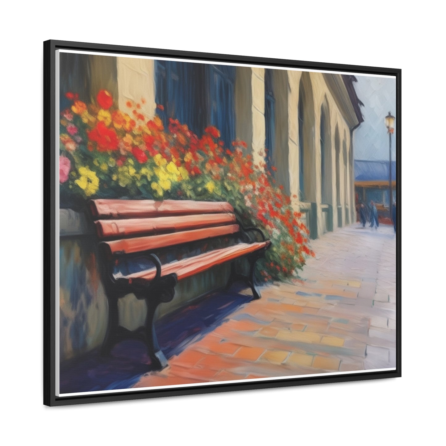 Bench Flowers, Wall Art, Gallery Canvas Wraps, Horizontal Frame