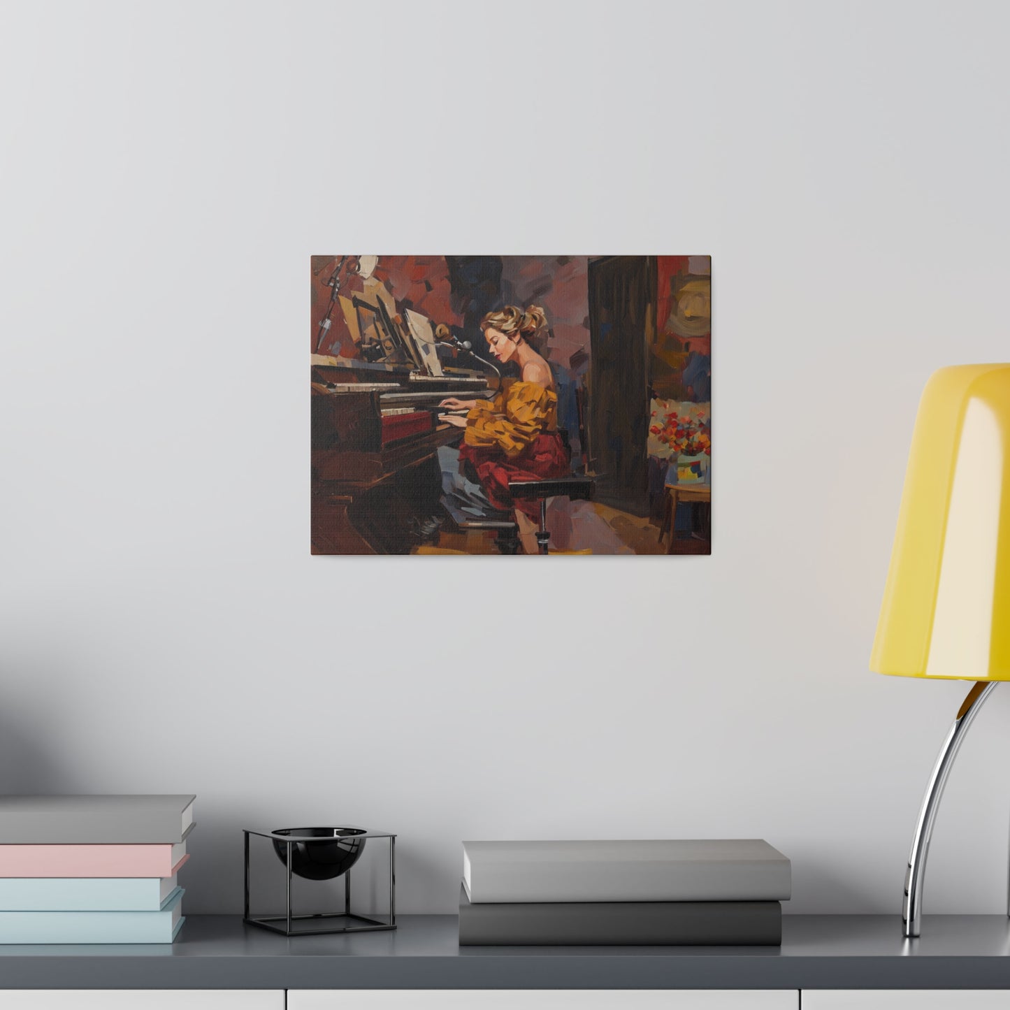 Woman playing piano, Wall Art, Matte Canvas, Stretched, 0.75"