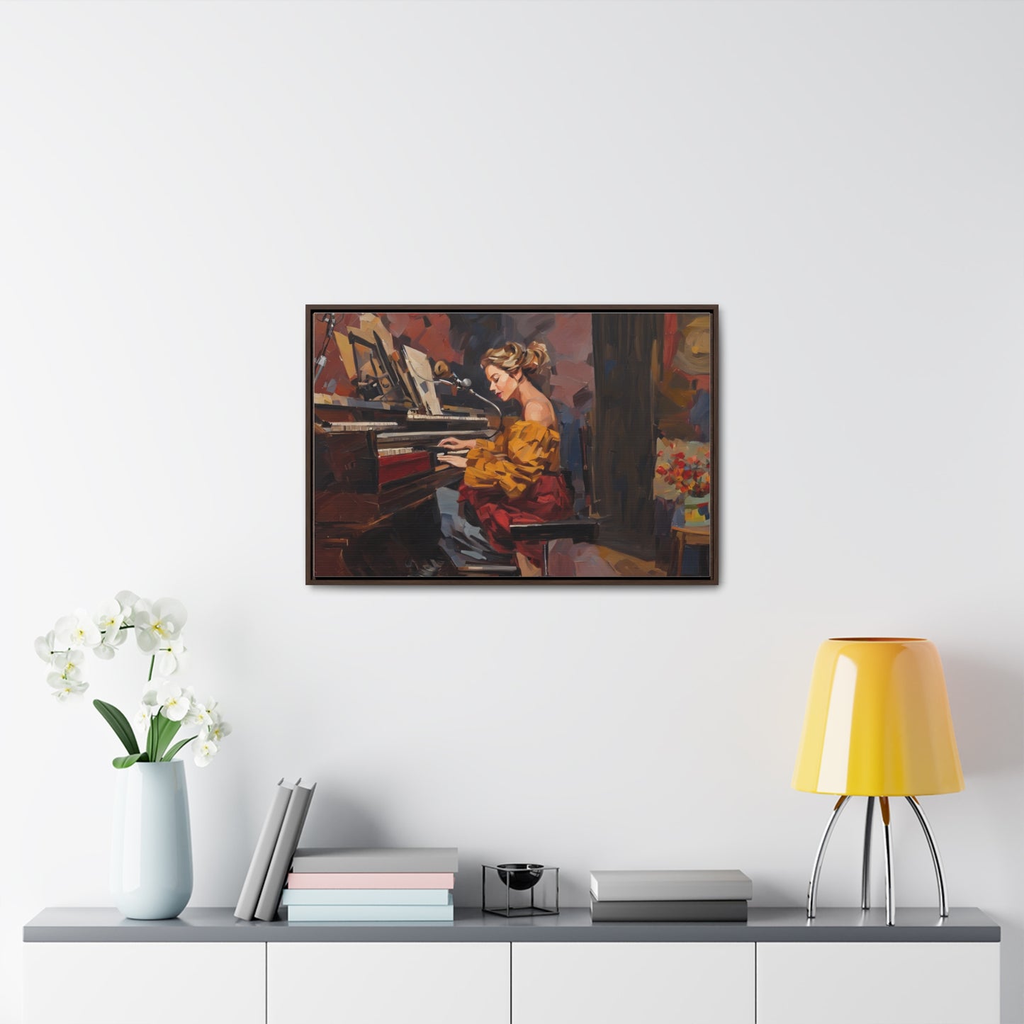 Woman playing piano, Wall Art, Gallery Canvas Wraps, Horizontal Frame