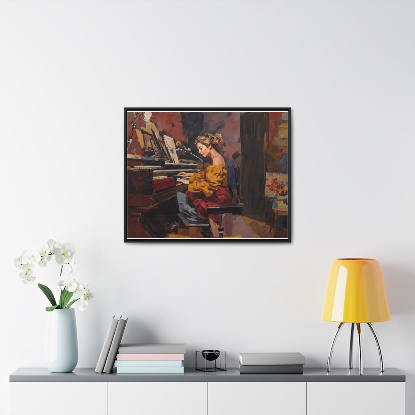 Woman playing piano, Wall Art, Gallery Canvas Wraps, Horizontal Frame