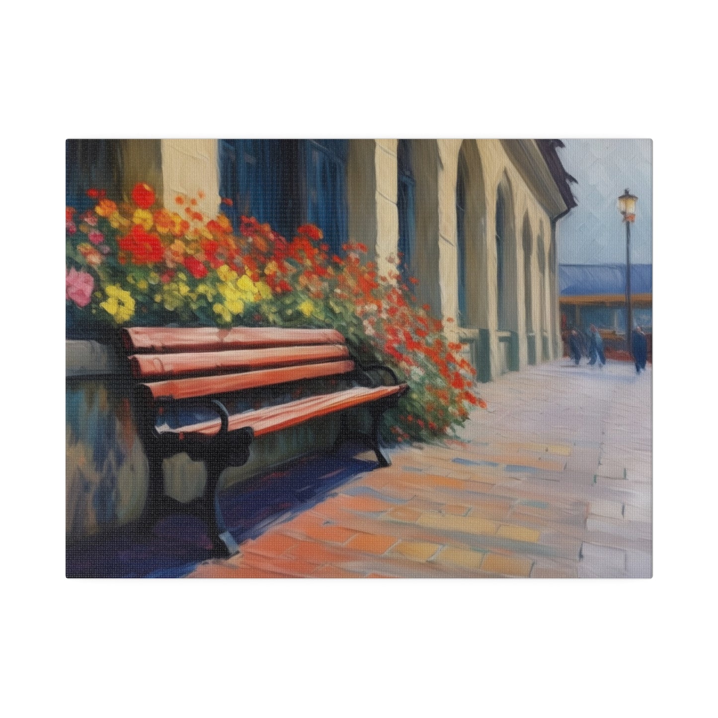 Bench Flowers, Wall Art, Matte Canvas, Stretched, 0.75"