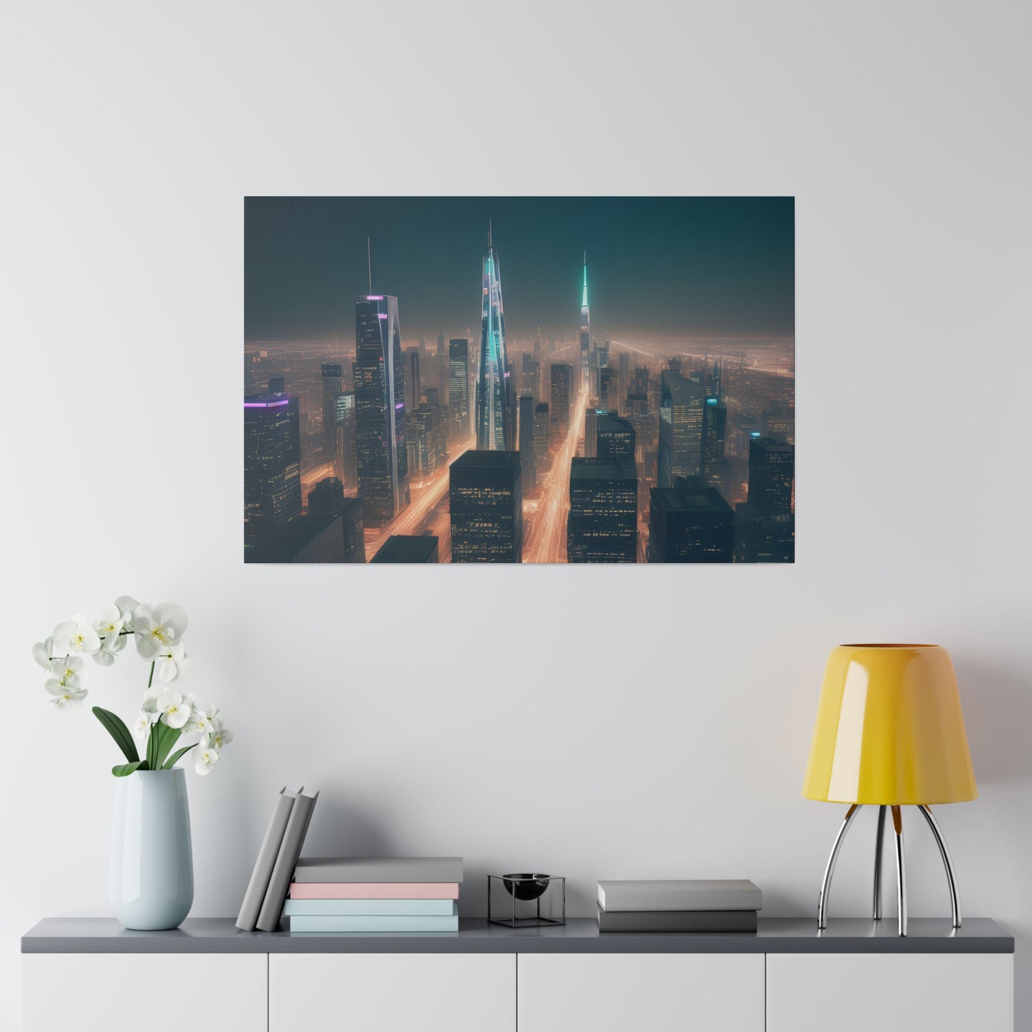 City Lights, Wall Art, Matte Canvas, Stretched, 0.75"