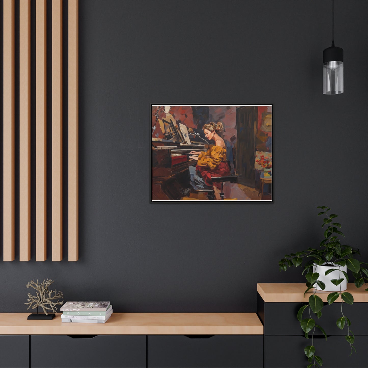 Woman playing piano, Wall Art, Gallery Canvas Wraps, Horizontal Frame