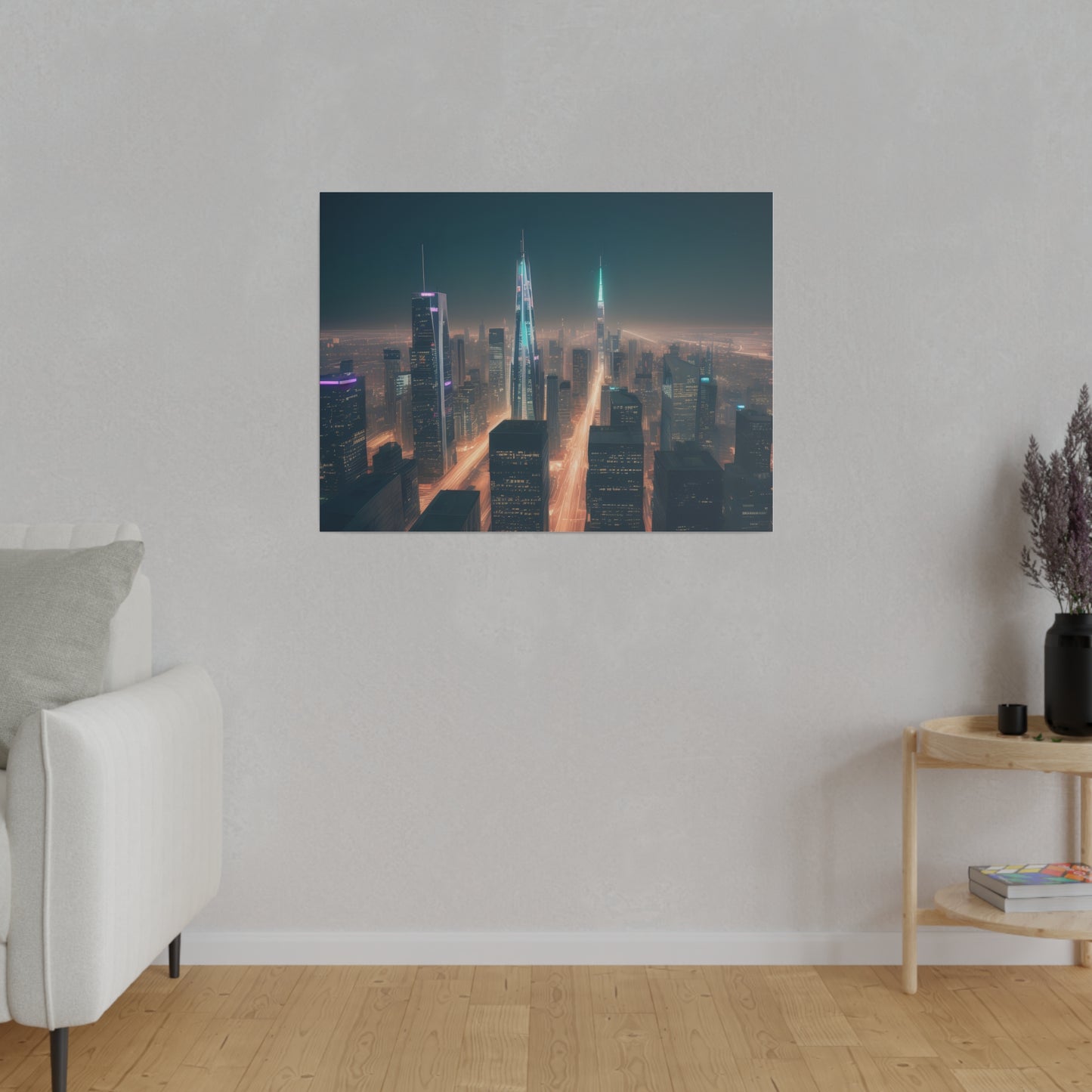 City Lights, Wall Art, Matte Canvas, Stretched, 0.75"