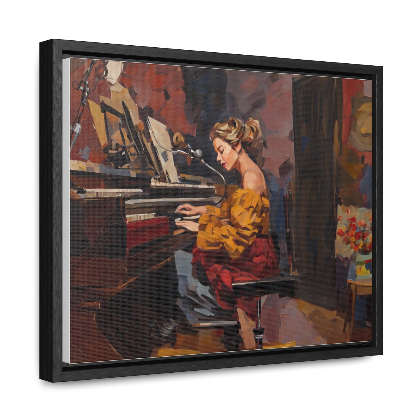 Woman playing piano, Wall Art, Gallery Canvas Wraps, Horizontal Frame