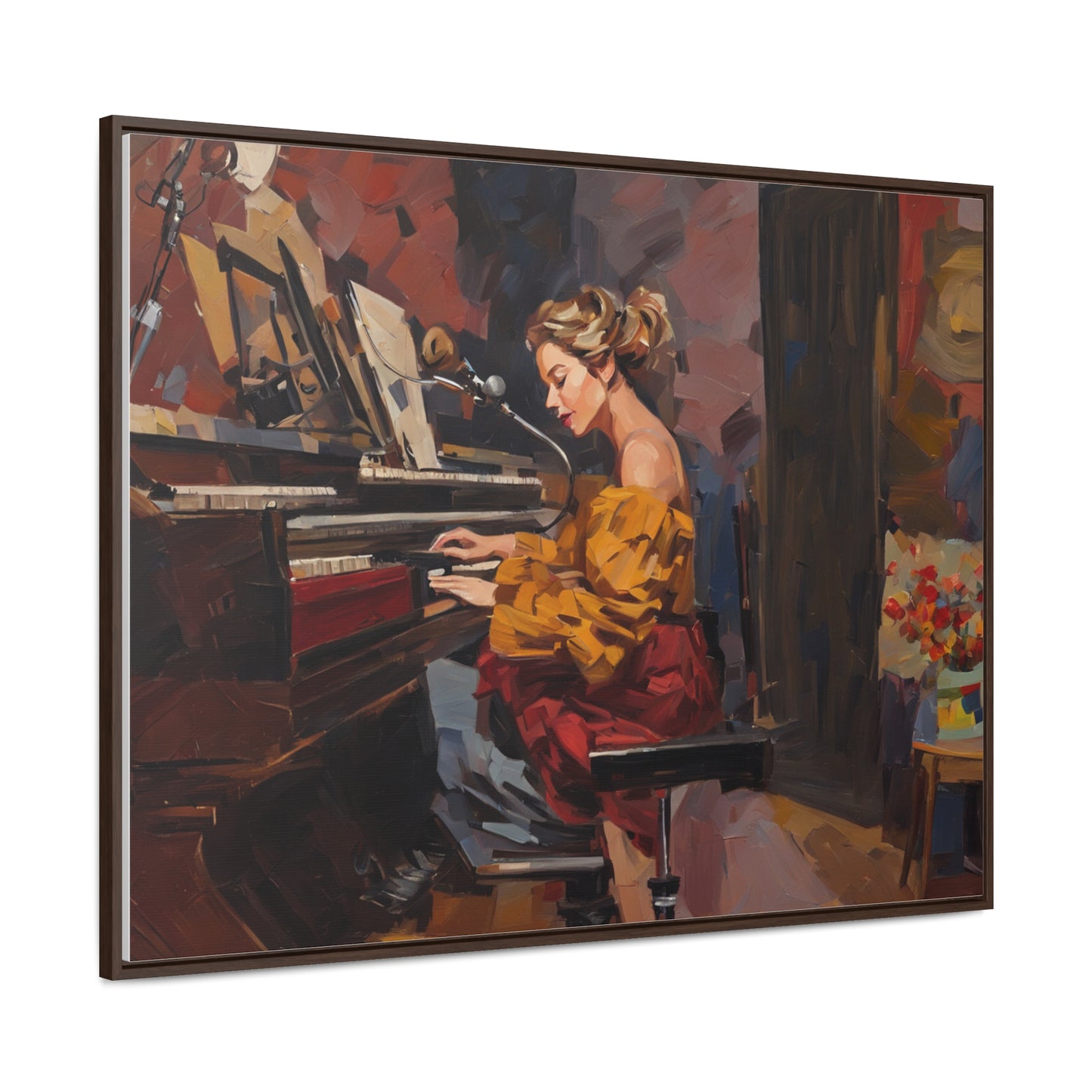 Woman playing piano, Wall Art, Gallery Canvas Wraps, Horizontal Frame