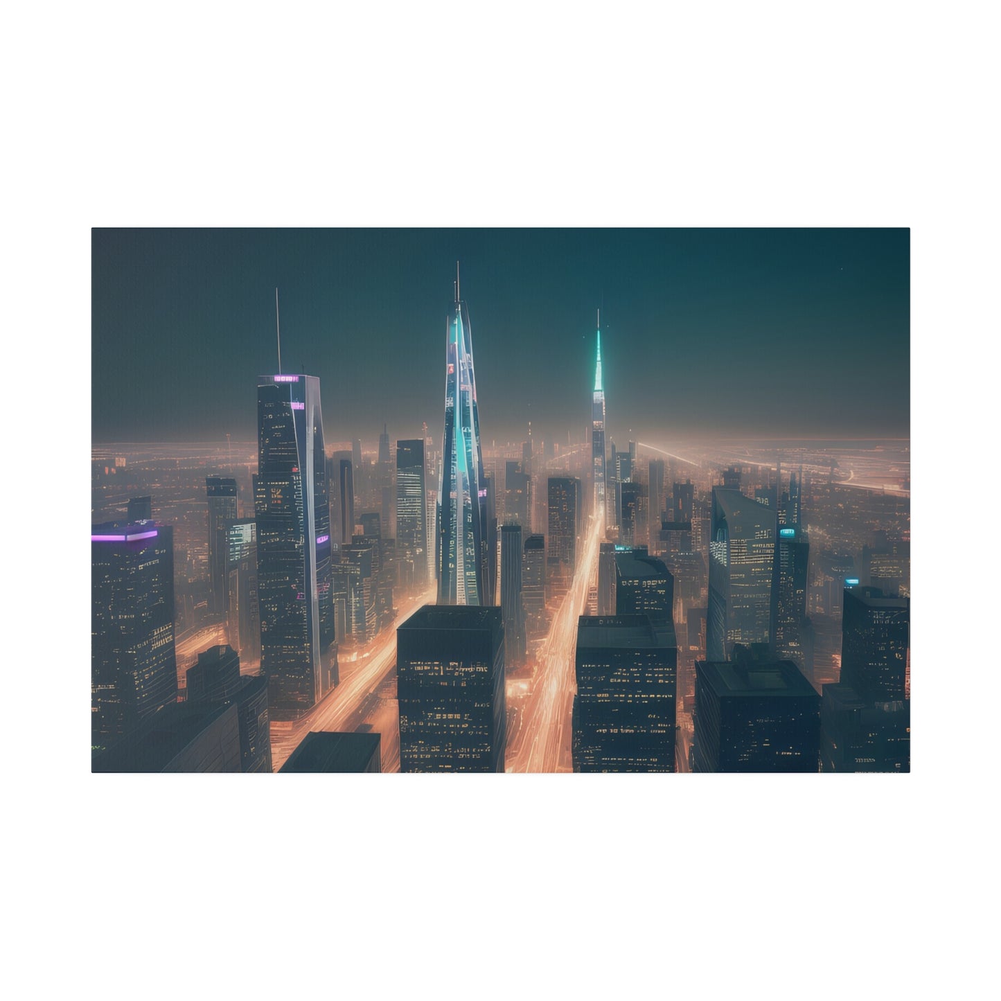 City Lights, Wall Art, Matte Canvas, Stretched, 0.75"