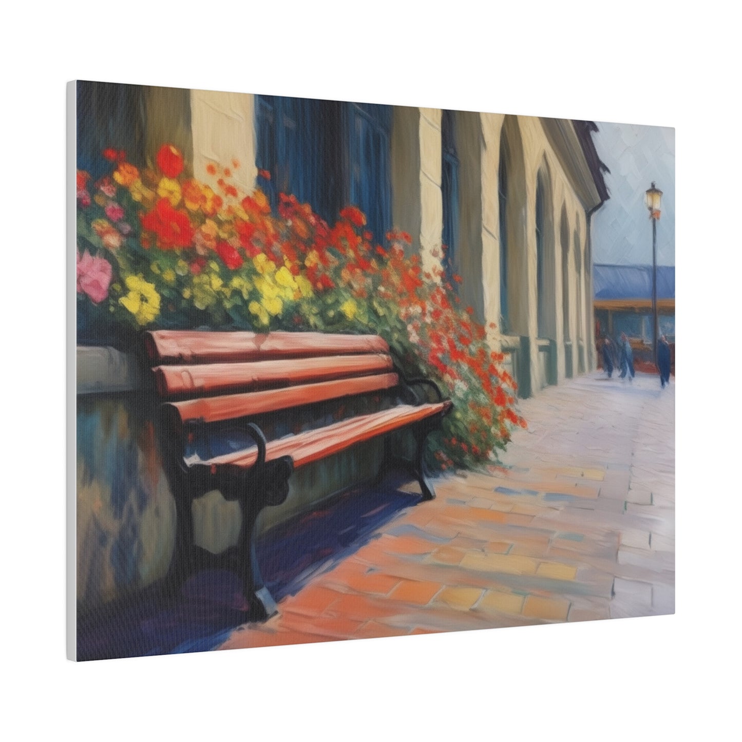 Bench Flowers, Wall Art, Matte Canvas, Stretched, 0.75"